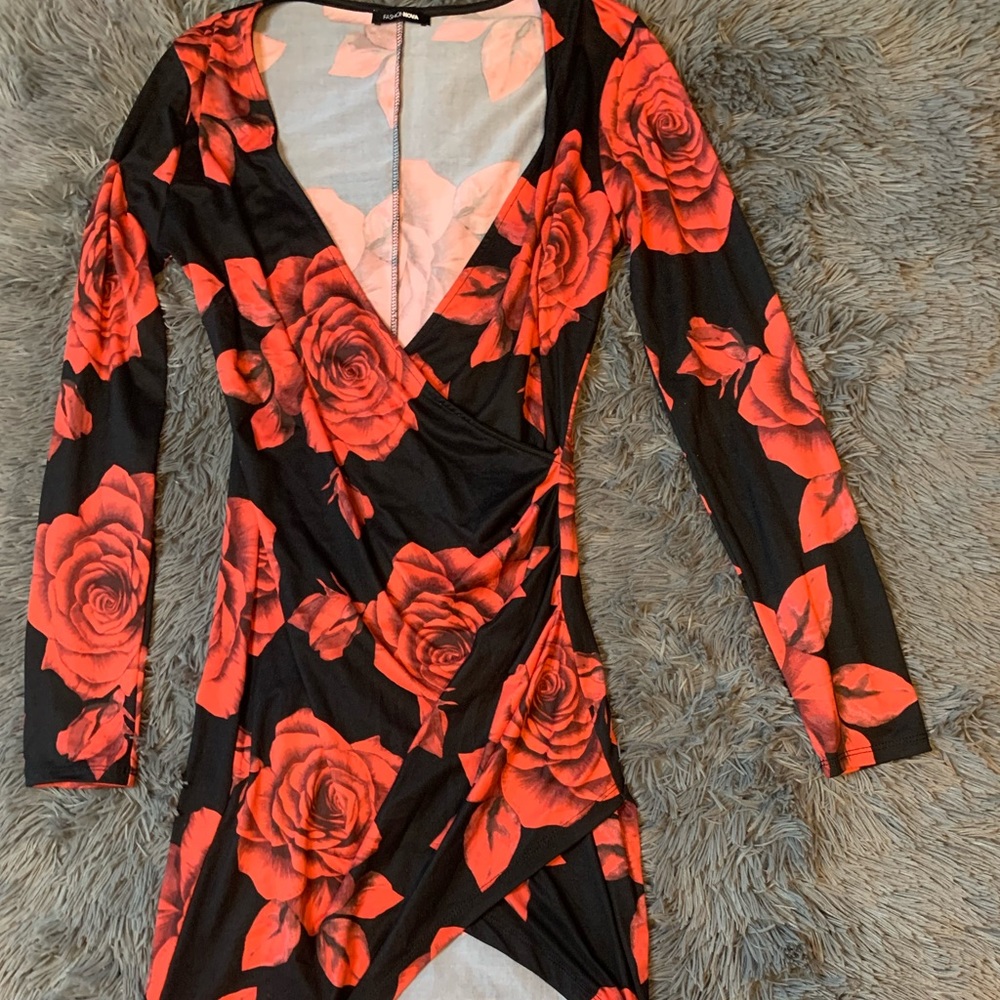 Fashion Nova Floral Slit Dress